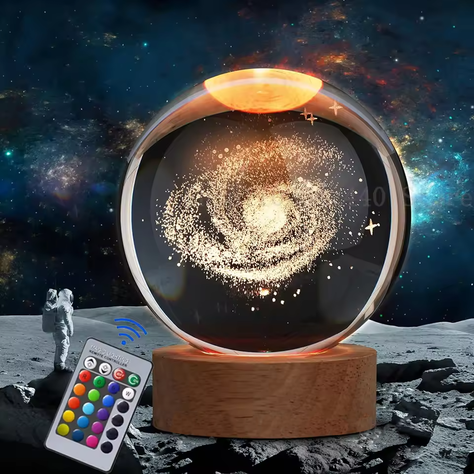 OrbitGlow | Mesmerising Galaxy Glass Sphere Table Lampa