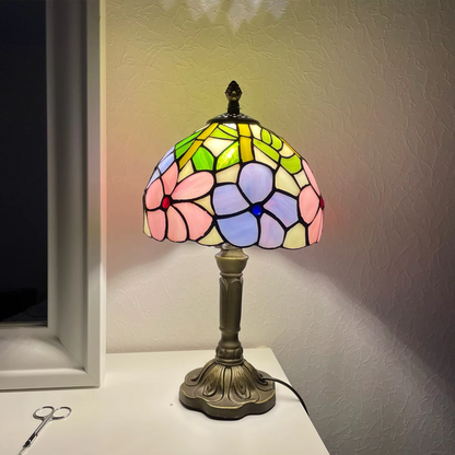Retro Tiffany Table Lamp | Stained Glass Bedside Nightstand Light