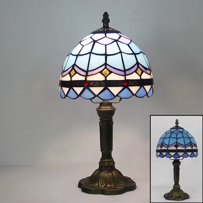 Retro Tiffany Table Lamp | Stained Glass Bedside Nightstand Light