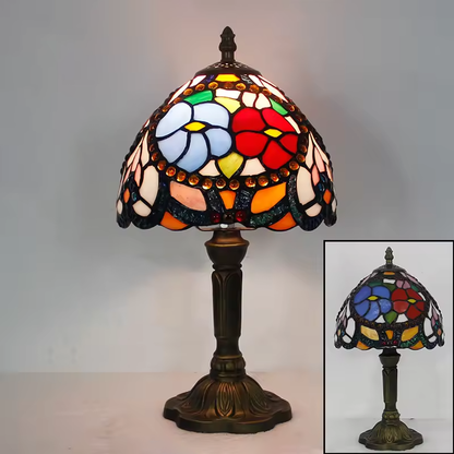 Retro Tiffany Table Lamp | Stained Glass Bedside Nightstand Light