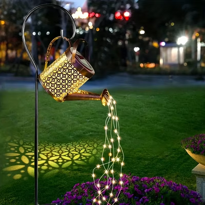 Solar Waterfall Light | Watering Can Metal Lantern Garden Light