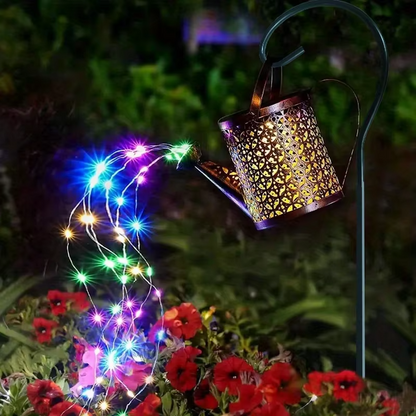 Solar Waterfall Light | Watering Can Metal Lantern Garden Light