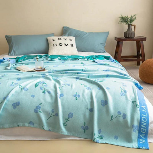BlueBreeze | Floral Bamboo Fiber Cooling Blanket