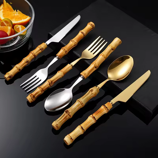 ZenBamboo - Bamboo Handle Cutlery Set | Stainless Steel Dinnerware