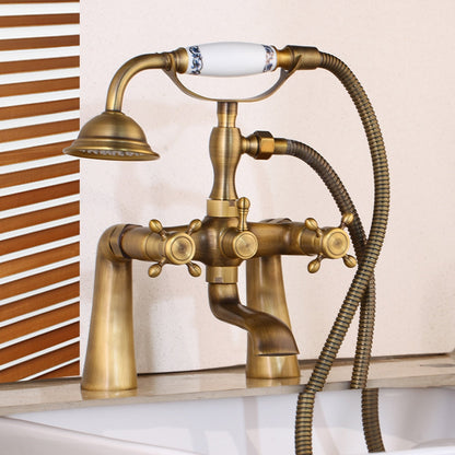 Castello | Golden Brass Bathtub Faucet - Dual Knobs & Luxurious Design