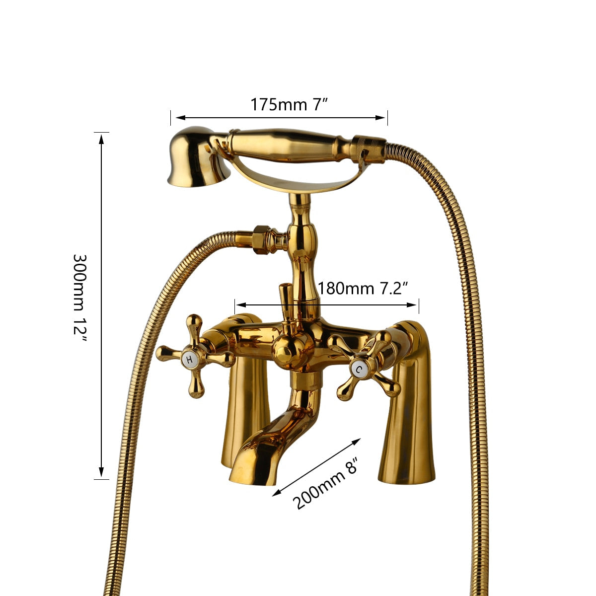 Castello | Golden Brass Bathtub Faucet - Dual Knobs & Luxurious Design