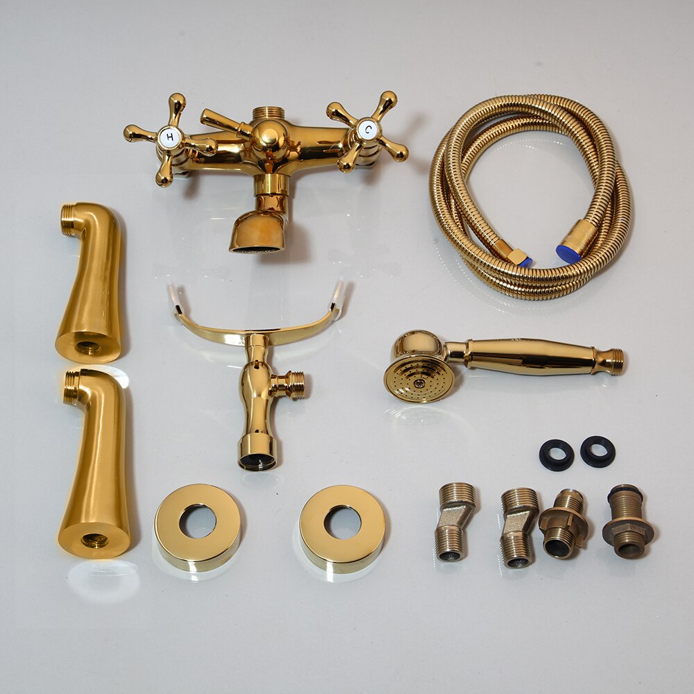 Castello | Golden Brass Bathtub Faucet - Dual Knobs & Luxurious Design