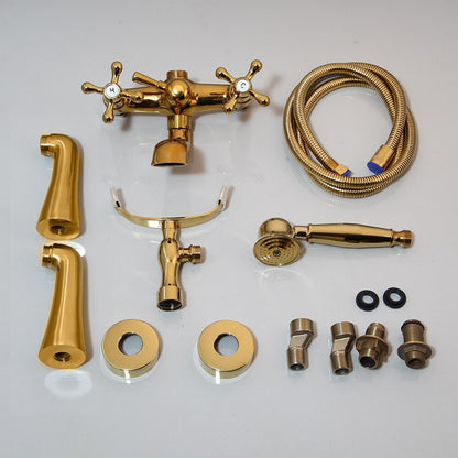 Castello | Golden Brass Bathtub Faucet - Dual Knobs & Luxurious Design