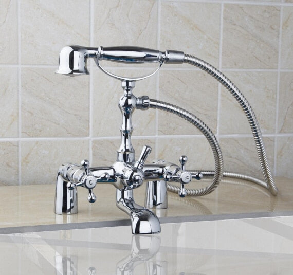 Castello | Golden Brass Bathtub Faucet - Dual Knobs & Luxurious Design