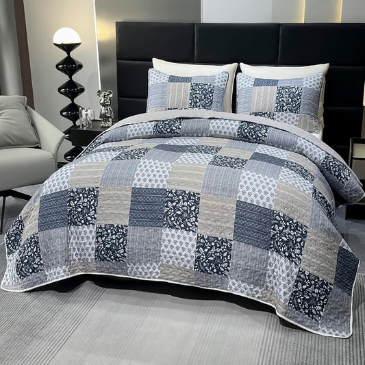 CozyNest | Plaid Patchwork Coverlet Bedding Set