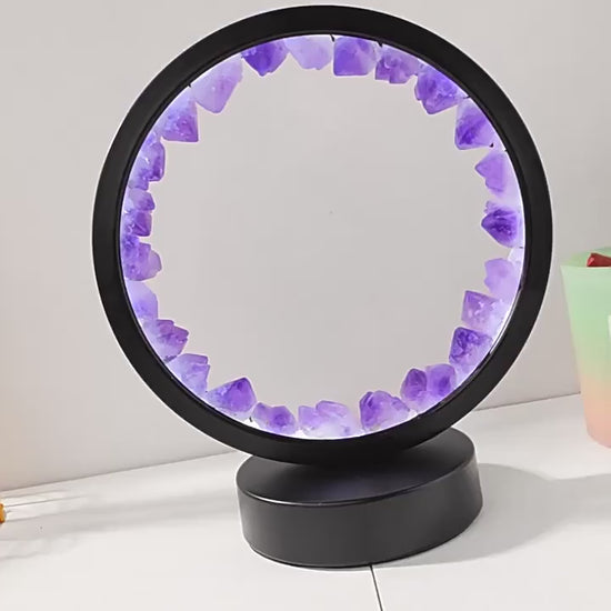 LED Crystal Table Lamp | Natural Amethyst Gemstone Home Decor Light