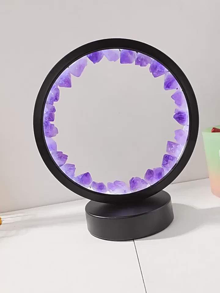 LED Crystal Table Lamp | Natural Amethyst Gemstone Home Decor Light