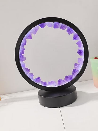 LED Crystal Table Lamp | Natural Amethyst Gemstone Home Decor Light