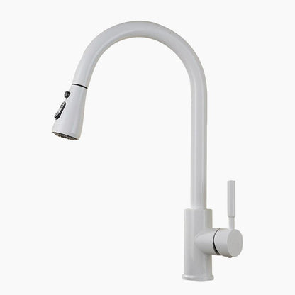ChromeDuo | Mixer Tap White Swan Neck Kitchen Shower