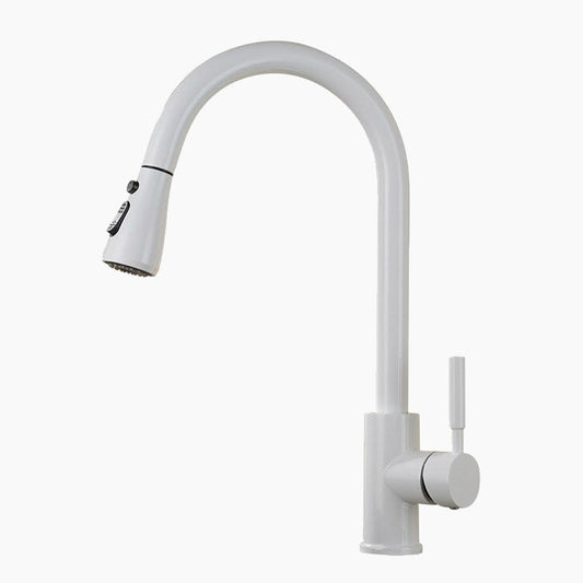 ChromeDuo | Mixer Tap White Swan Neck Kitchen Shower