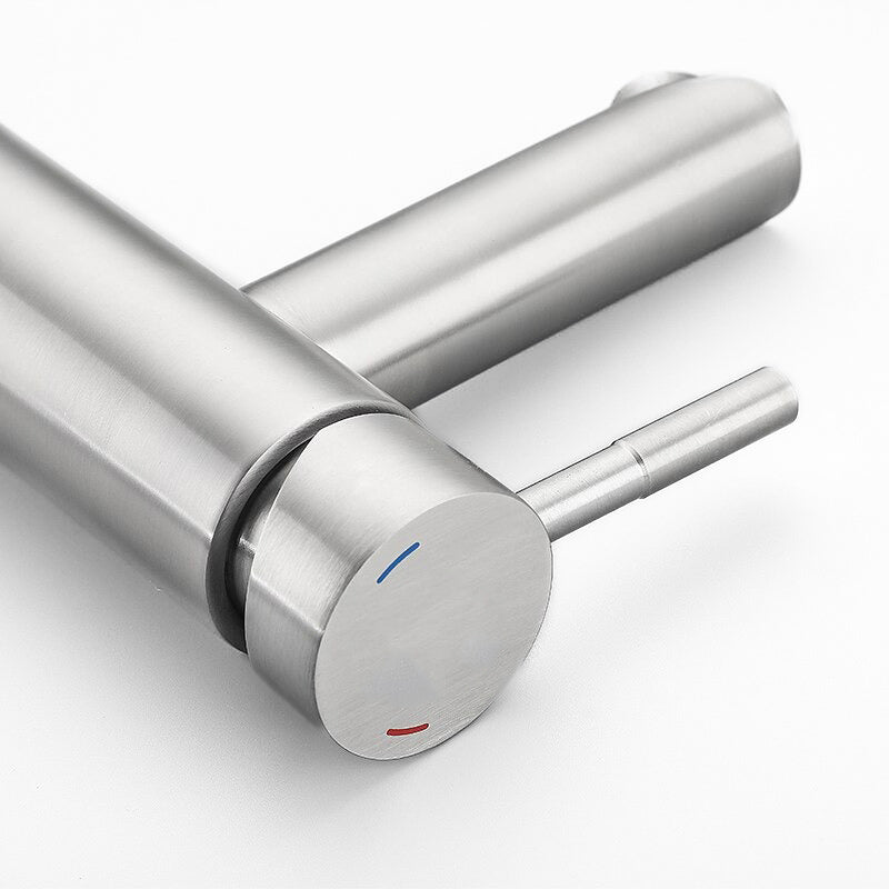 CelestFlow | Mixer Tap High Basin Brushed Steel Contemporary Design