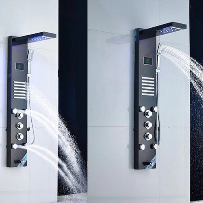 Bergamo | Waterfall Shower Panel - LED Light & Body Massage Jets