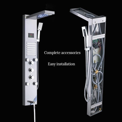Bergamo | Waterfall Shower Panel - LED Light & Body Massage Jets
