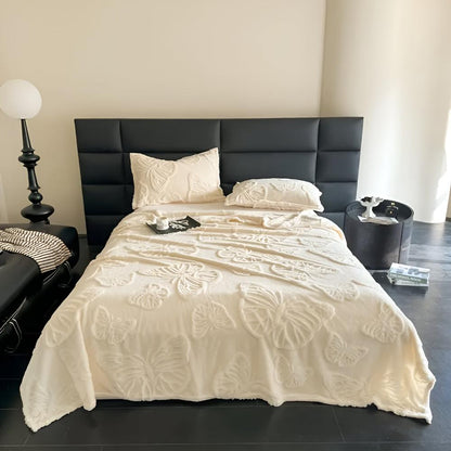 CozyNest | Butterfly Jacquard Flannel Blanket